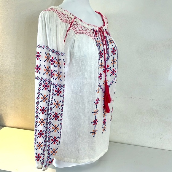 NWOT Robert Roller Rabbit Embroidered Gauze Tunic - Picture 4 of 14